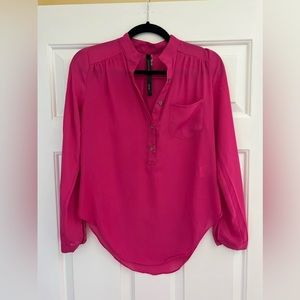 Hot Pink Blouse with Gold Buttons